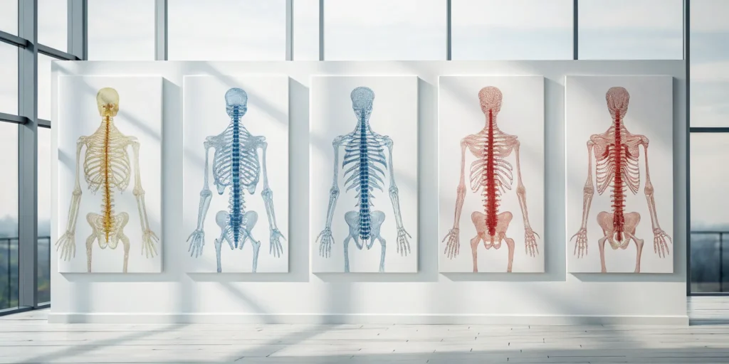 Anatomical diagrams of the five types of spinal dural AV fistula.